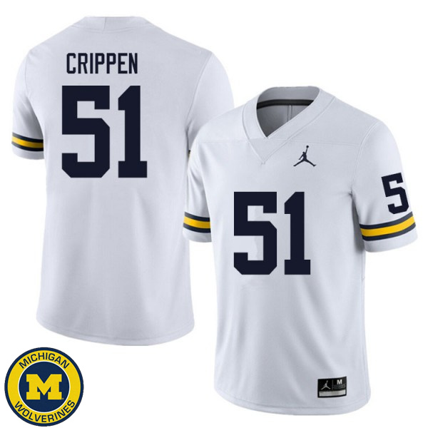 Men's Michigan Wolverines #51 Greg Crippen White College Game Jersey